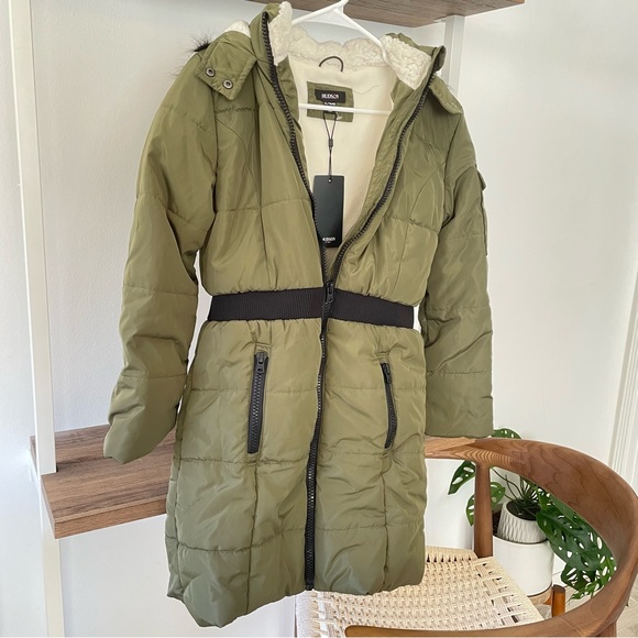 Hudson Kids Unisex Fur Hood Winter Moss Long Puffer Jacket/Sz: XL - Picture 2 of 14